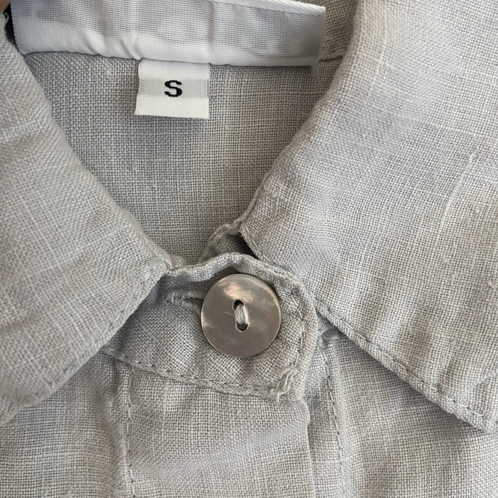 Bryn Walker Oversized Linen Button Front Pocket Shirt High Low Hem Size S - Picture 3 of 5